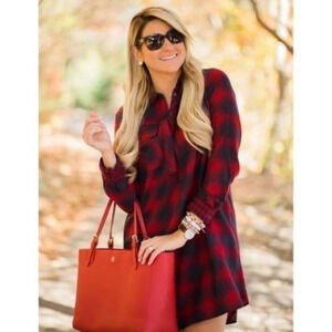 J. Crew Blue Red Plaid Flannel Shirt Dress